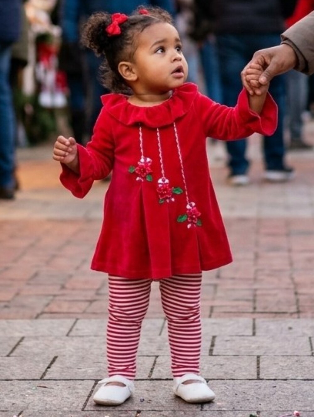 Iris & Ivy Red Holiday Velour Top w/Striped Leggings Matching Set, S-12M, NWT